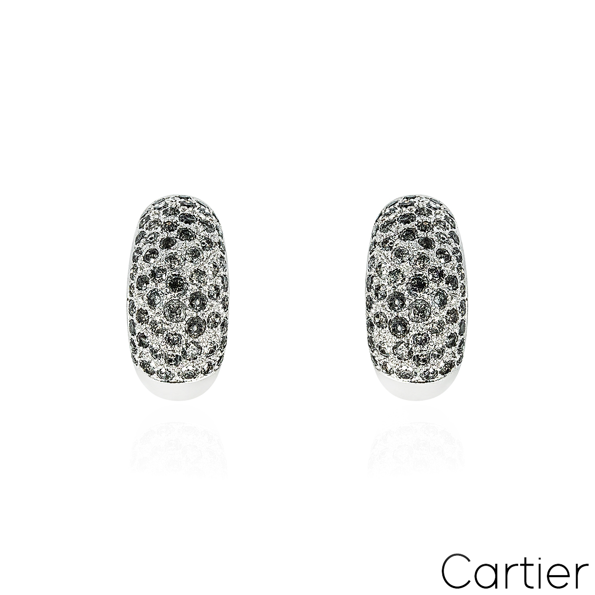 Cartier Sauvage Metissage White Gold Grey Diamond Bombe Earrings